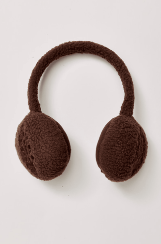 FREE PEOPLE Double Diamond Fleece Ear Warmers in Chocolate