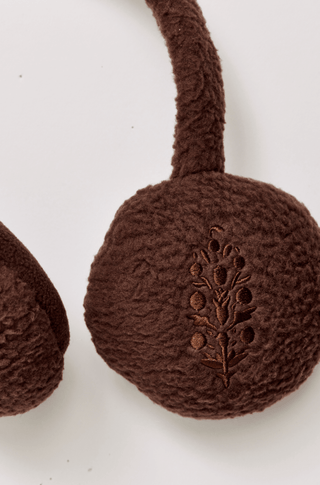 FREE PEOPLE Double Diamond Fleece Ear Warmers in Chocolate