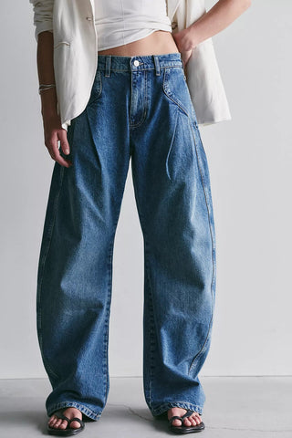 FREE PEOPLE Golden Hour Trouser Jeans - Deacon Blue - The Salty BabePants