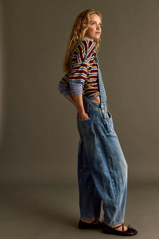 FREE PEOPLE Good Luck Barrel Overalls - Ultra Light Beam - The Salty BabeOveralls