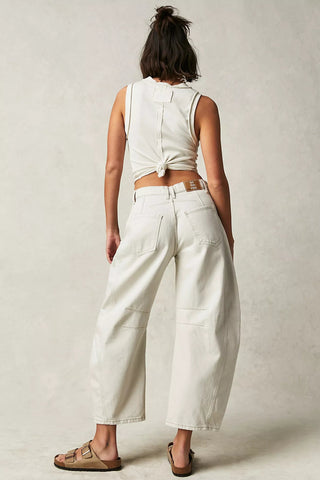 FREE PEOPLE Good Luck mid-rise barrel jean-Milk - The Salty BabeDenim Pants
