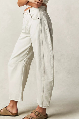 FREE PEOPLE Good Luck mid-rise barrel jean-Milk - The Salty BabeDenim Pants