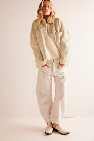 FREE PEOPLE Good Luck mid-rise barrel jean-Milk - The Salty BabeDenim Pants