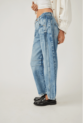FREE PEOPLE Good Luck Mid Rise Barrel Jean - Ultra Light Beam - The Salty BabeDenim Pants