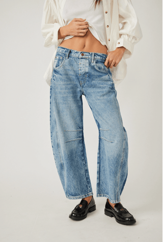 FREE PEOPLE Good Luck Mid Rise Barrel Jean - Ultra Light Beam - The Salty BabeDenim Pants