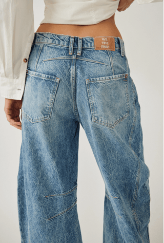 FREE PEOPLE Good Luck Mid Rise Barrel Jean - Ultra Light Beam - The Salty BabeDenim Pants
