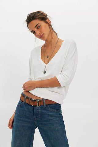FREE PEOPLE High Line Tee - Ivory - The Salty BabeTop