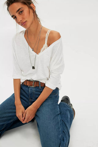 FREE PEOPLE High Line Tee - Ivory - The Salty BabeTop