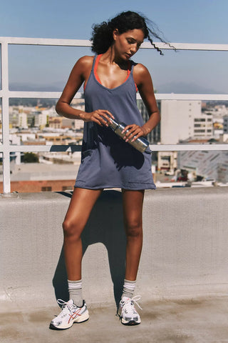 Hot Shot Mini Dress (Blue Indigo) Medium