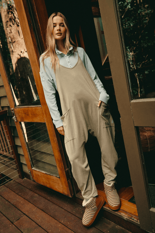 FREE PEOPLE Hot Shot Onesie - Sage Stone - The Salty BabeJumpsuits