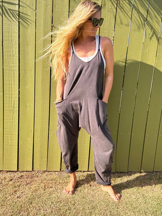 FREE PEOPLE Hot Shot Onesie - Washed Black | The Salty Babe