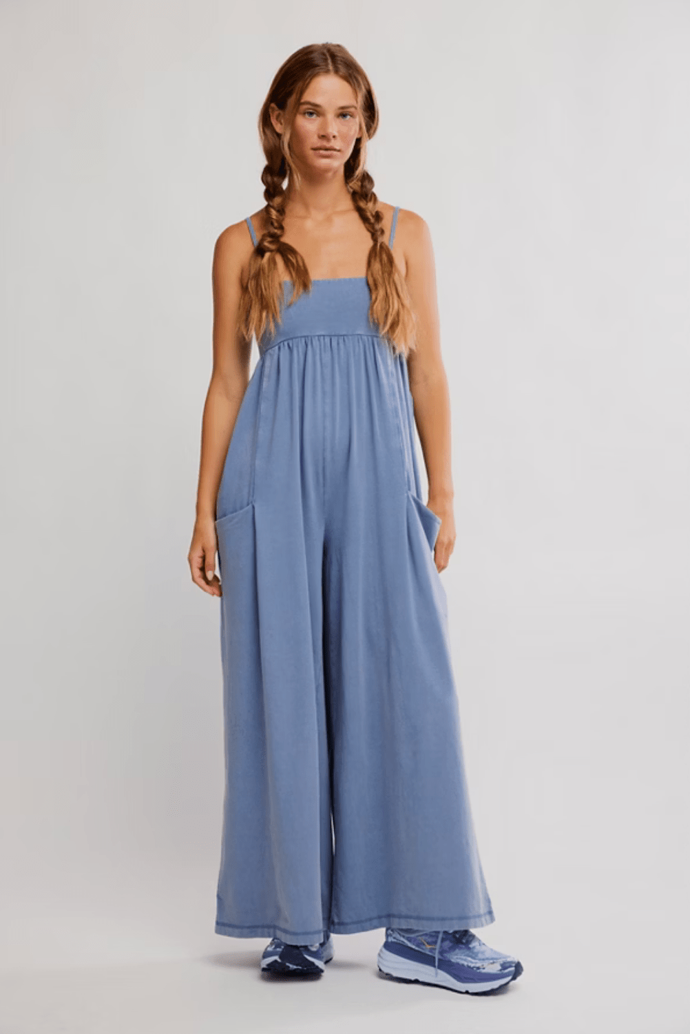 FREE PEOPLE Hot Shot Strappy Onesie - Blue Ash - The Salty BabeJumpsuits