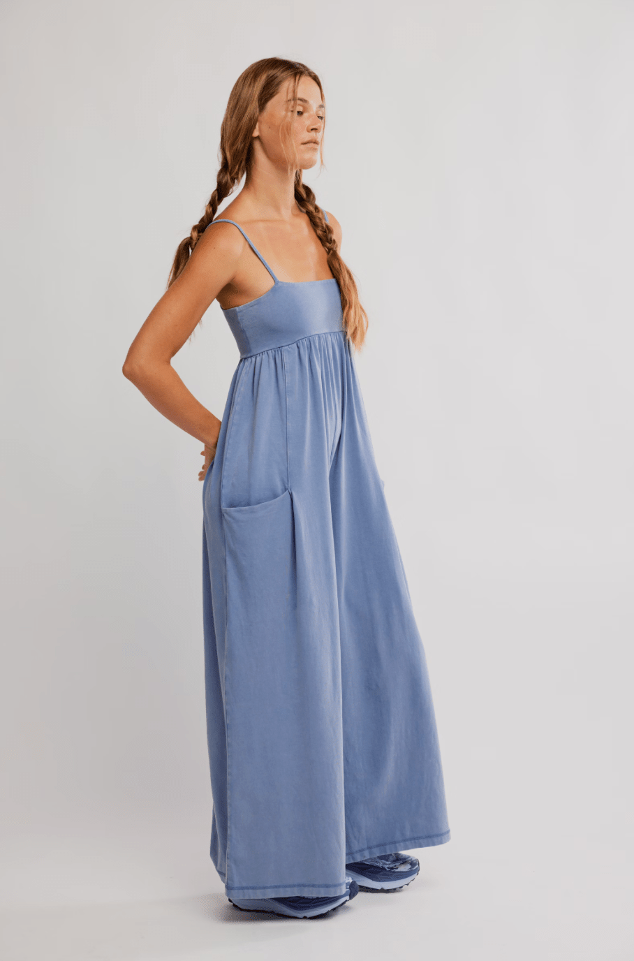 FREE PEOPLE Hot Shot Strappy Onesie - Blue Ash - The Salty BabeJumpsuits