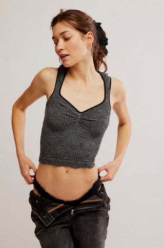 FREE PEOPLE Love Letter Sweetheart Cami - Black - The Salty BabeTop