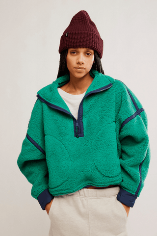 FREE PEOPLE Mountain High 1/2 Zip - Green Glow - The Salty BabeJackets