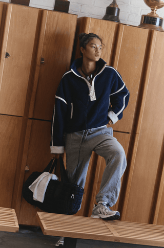 FREE PEOPLE Mountain High 1/2 Zip in Navy Combo