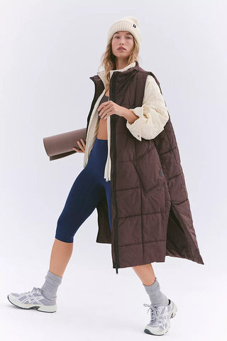 FREE PEOPLE On The Move Packable Puffer Vest in Chocolate