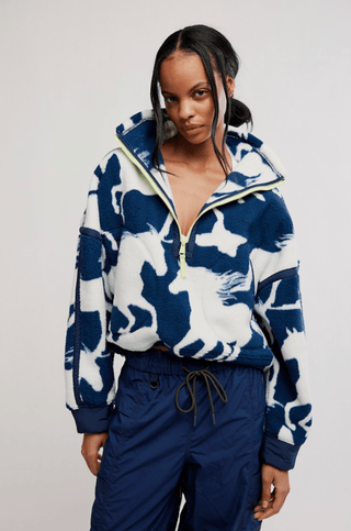 FREE PEOPLE Printed Mountain High 1/2 Zip - Wild Horses Navy - The Salty BabeJackets