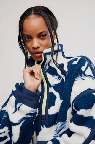 FREE PEOPLE Printed Mountain High 1/2 Zip - Wild Horses Navy - The Salty BabeJackets