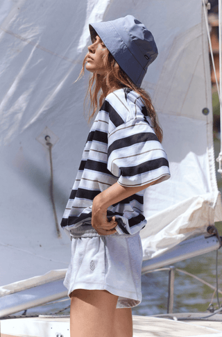 FREE PEOPLE Printed Tackle Tee - White Stripe Combo - The Salty BabeTee Shirts