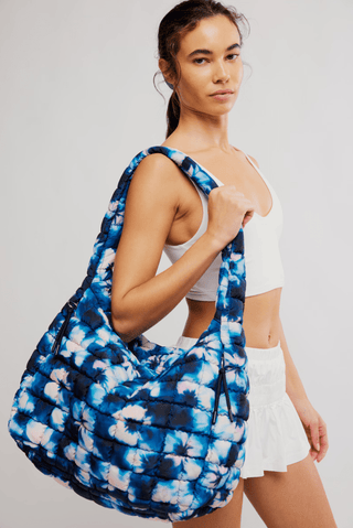FREE PEOPLE Quilted Carryall Bag - Deep Teal Tie Dye - The Salty BabeBags