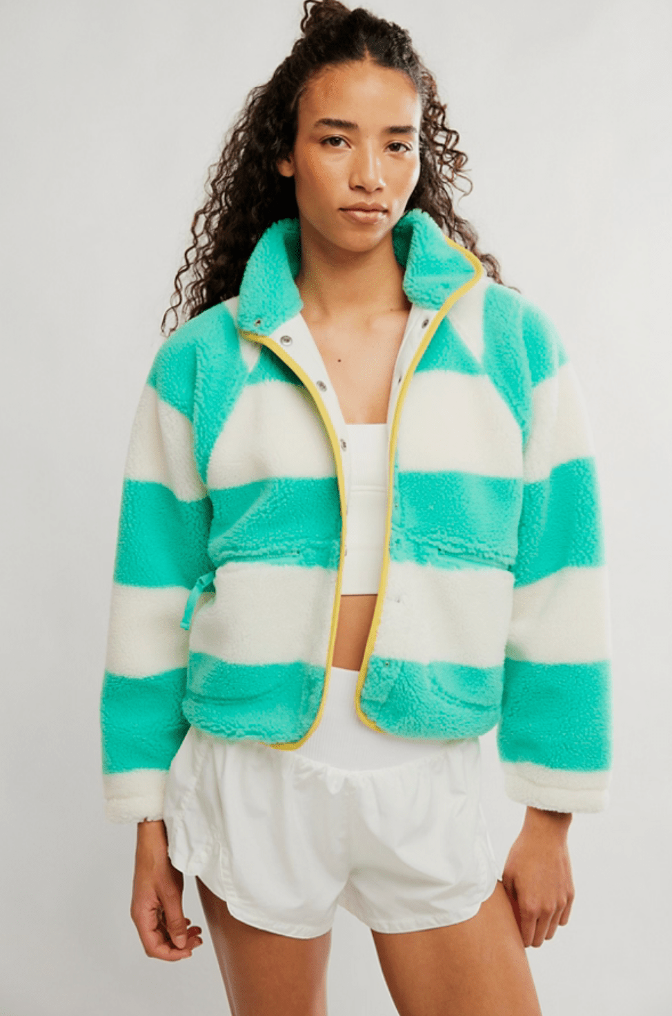 FREE PEOPLE Rocky Ridge Fleece Jacket - Rugby Stripe Lucky - The Salty BabeFleece Tops
