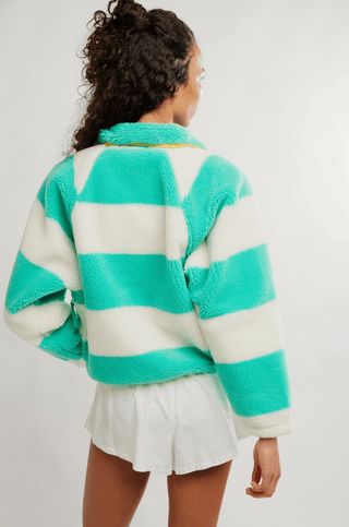 FREE PEOPLE Rocky Ridge Fleece Jacket - Rugby Stripe Lucky - The Salty BabeFleece Tops
