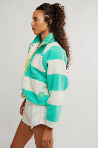 FREE PEOPLE Rocky Ridge Fleece Jacket - Rugby Stripe Lucky - The Salty BabeFleece Tops