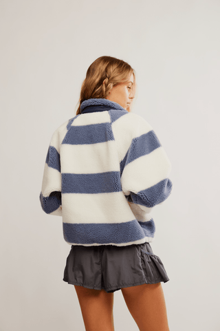 FREE PEOPLE Rocky Ridge Fleece Jacket - Rugby Stripes Ivory - The Salty BabeJackets