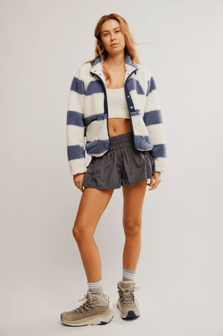 FREE PEOPLE Rocky Ridge Fleece Jacket - Rugby Stripes Ivory - The Salty BabeJackets