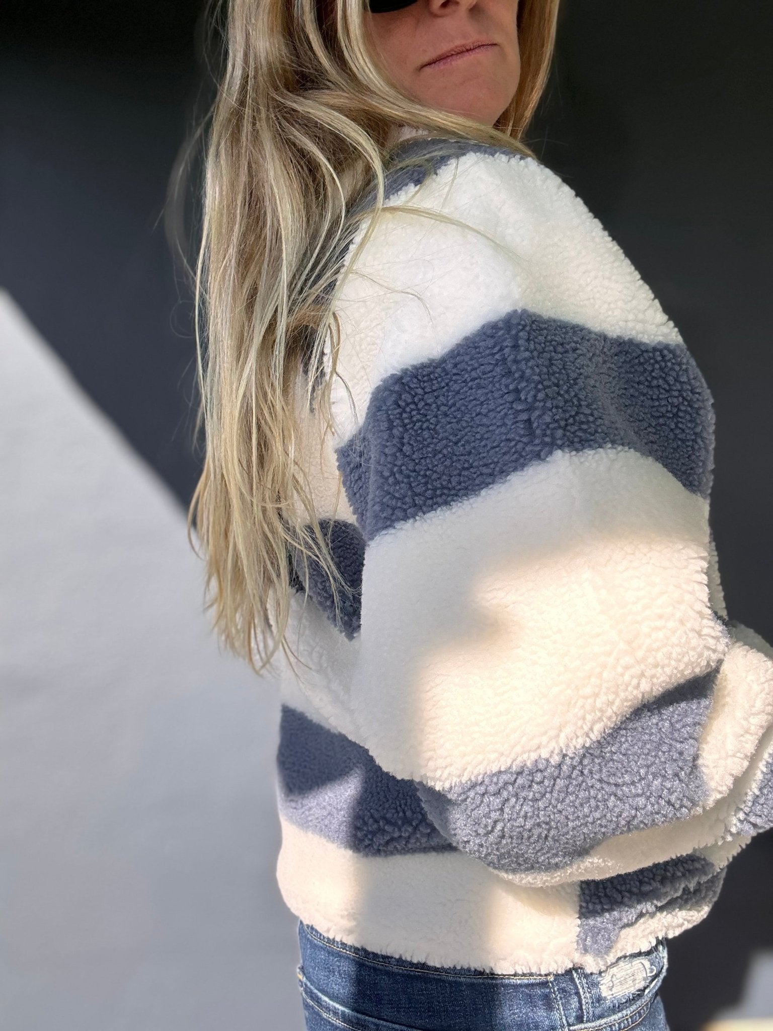 FREE PEOPLE Rocky Ridge Fleece Jacket - Rugby Stripes Ivory – The
