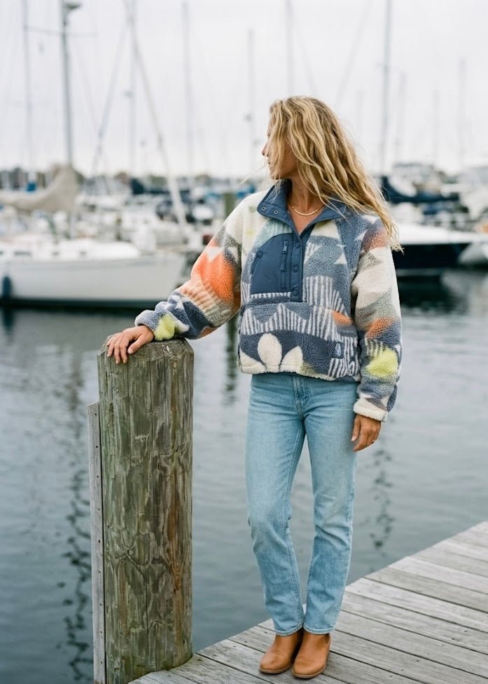 FREE PEOPLE Rocky Ridge Pullover - Sunburst Denim Blue - The Salty BabeJackets