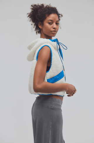 FREE PEOPLE Sky High Fleece Vest - Cream w/ Powerline Combo - The Salty BabeVest