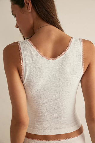 FREE PEOPLE Sweet Point Cami - White Alyssum Combo - The Salty BabeTop