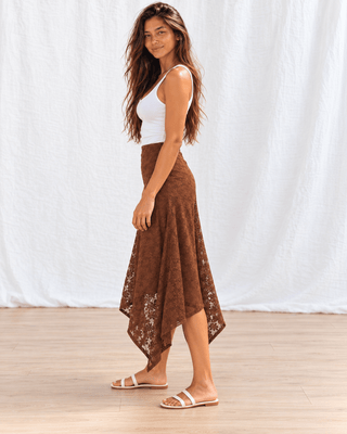 Free Spirit Lace Skirt - Brown | The Salty Babe