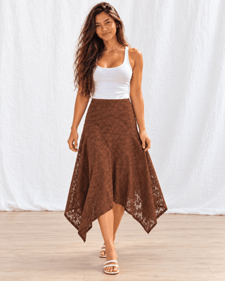 Free Spirit Lace Skirt - Brown | The Salty Babe