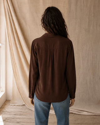 Ginger Long Sleeve Button-Up Shirt- Deep Mahogany - The Salty BabeLong Sleeve Tops