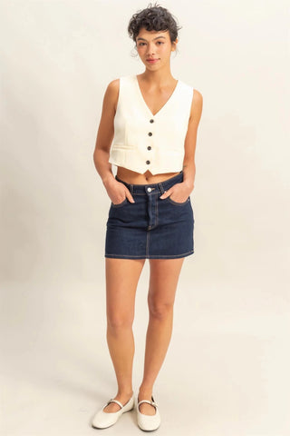 Go To Button - Down Vest - The Salty BabeTop