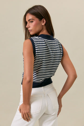 Harbor Stripe Crop Vest - The Salty BabeVest