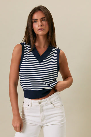 Harbor Stripe Crop Vest - The Salty BabeVest