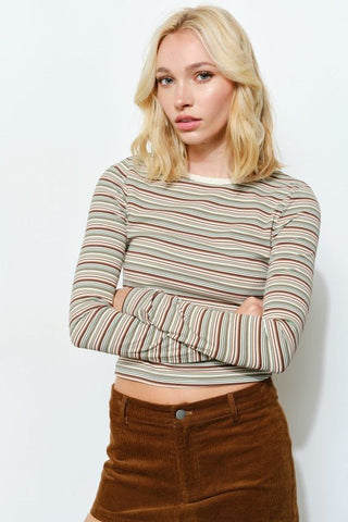 Harvest Hues Striped Top - The Salty BabeLong Sleeve Tops