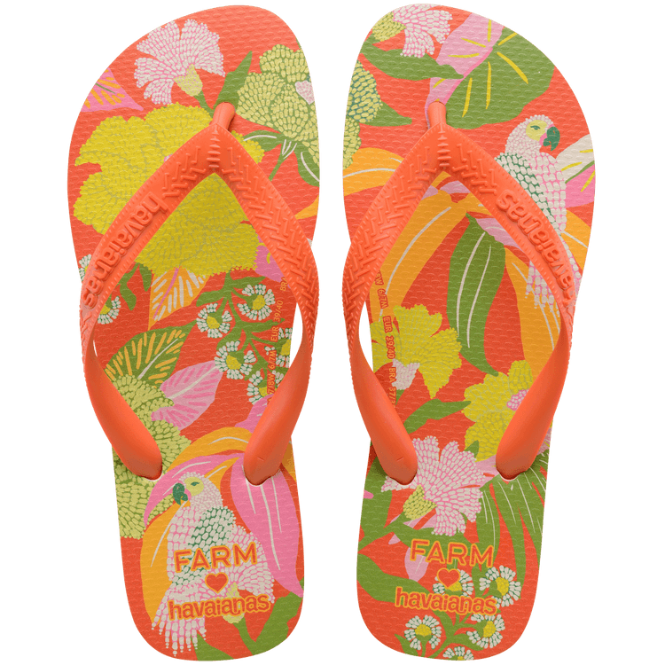 HAVAIANAS Farm Rio Neon Florals sandal - sunset orange - The Salty BabeFootwear