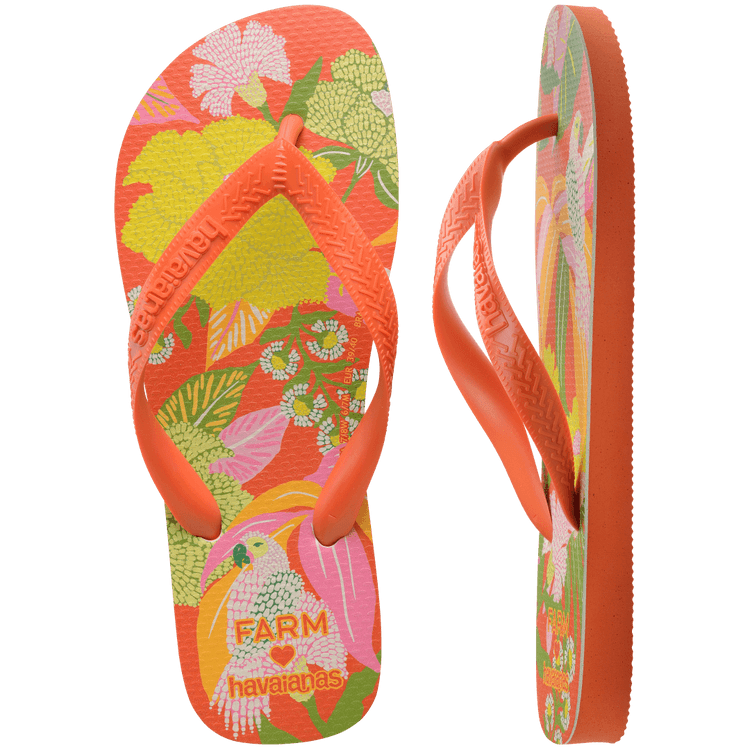 HAVAIANAS Farm Rio Neon Florals sandal - sunset orange - The Salty BabeFootwear