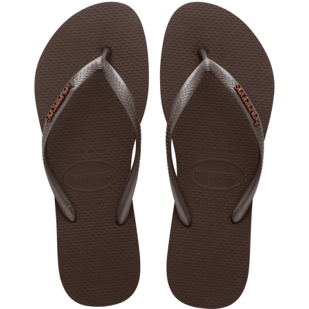 HAVAIANAS Slim Logo Metallic Sandal - Dark Brown - The Salty BabeFootwear