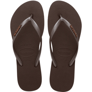 HAVAIANAS Slim Logo Metallic Sandal - Dark Brown - The Salty BabeFootwear