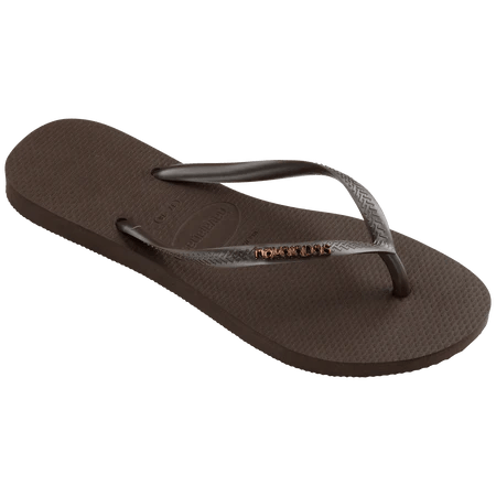 HAVAIANAS Slim Logo Metallic Sandal - Dark Brown - The Salty BabeFootwear