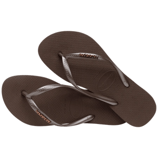 HAVAIANAS Slim Logo Metallic Sandal - Dark Brown - The Salty BabeFootwear