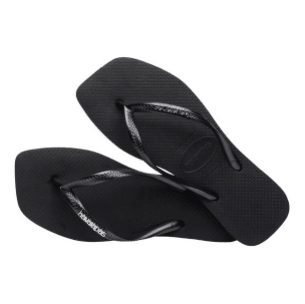 HAVAIANAS Slim Square Logo Metallic Sandal-Black/Silver - The Salty BabeFootwear