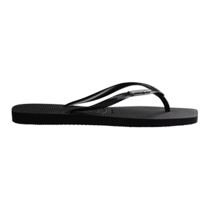 HAVAIANAS Slim Square Logo Metallic Sandal-Black/Silver - The Salty BabeFootwear
