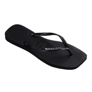 HAVAIANAS Slim Square Logo Metallic Sandal-Black/Silver - The Salty BabeFootwear